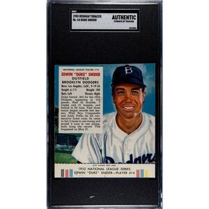 Vintage 1953 Redman Tobacco Duke Snider SGC Authentic